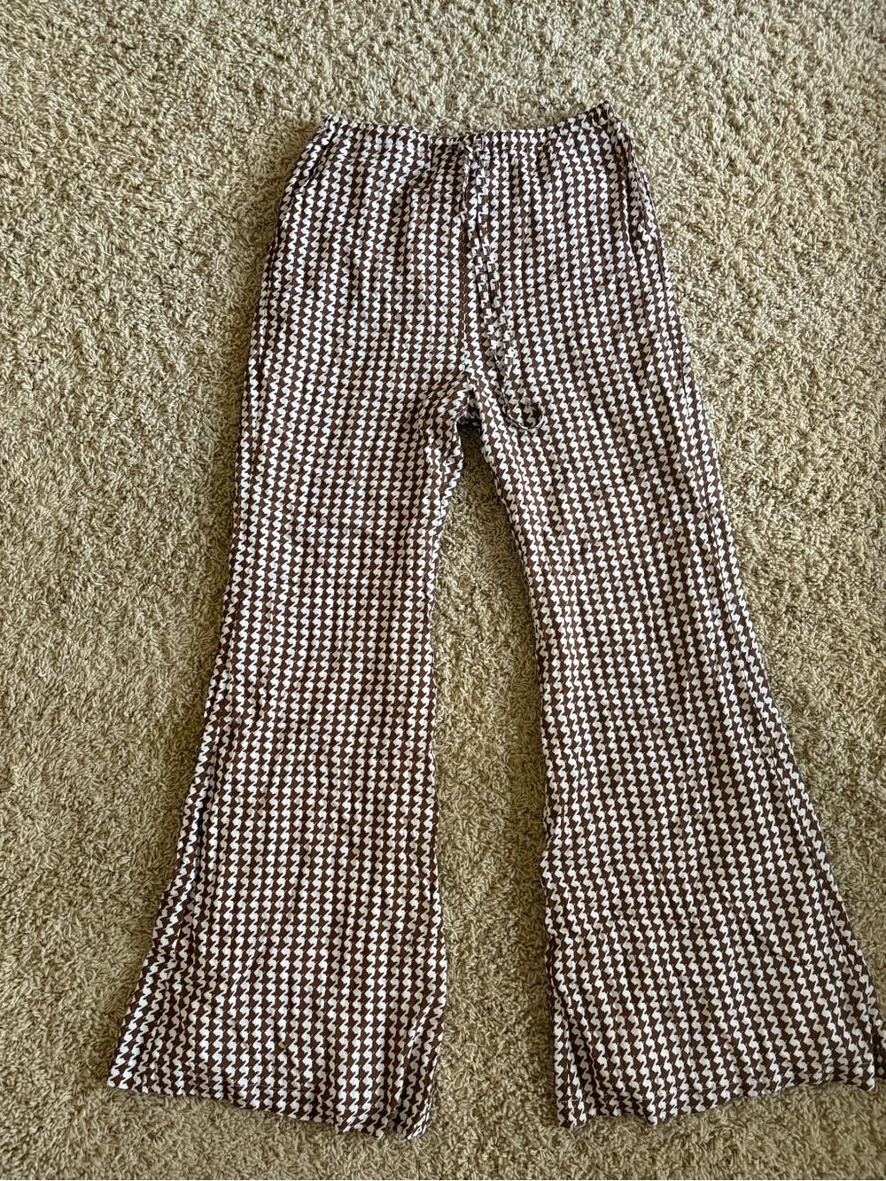 Charlie Holiday Brown and White Houndstooth Waistband Pants